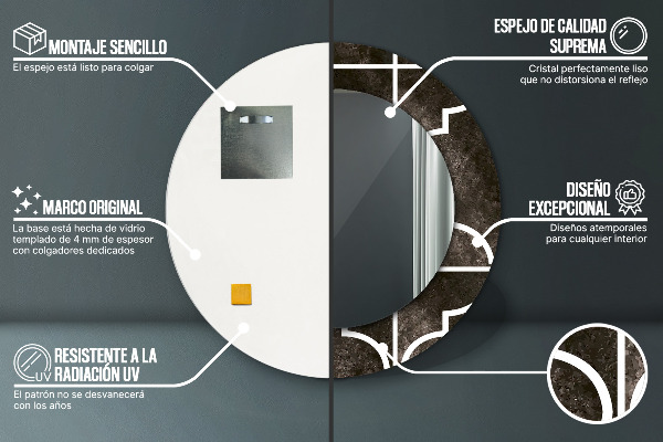 Runder spiegel mit dekorativem aufdruck Antike Fliesen