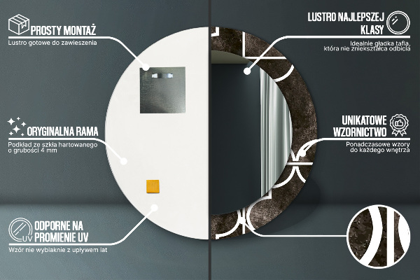 Runder spiegel mit dekorativem aufdruck Antike Fliesen