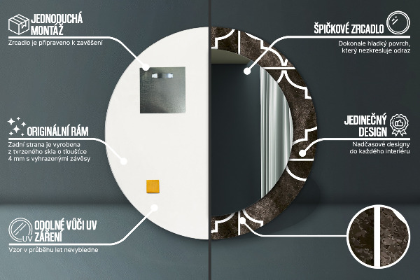 Runder spiegel mit dekorativem aufdruck Antike Fliesen