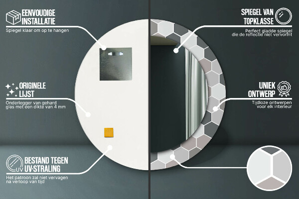 Runder spiegel mit dekorativem aufdruck Sechseckiges Muster