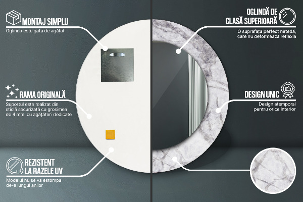 Runder spiegel aufdruck Weißer Marmor