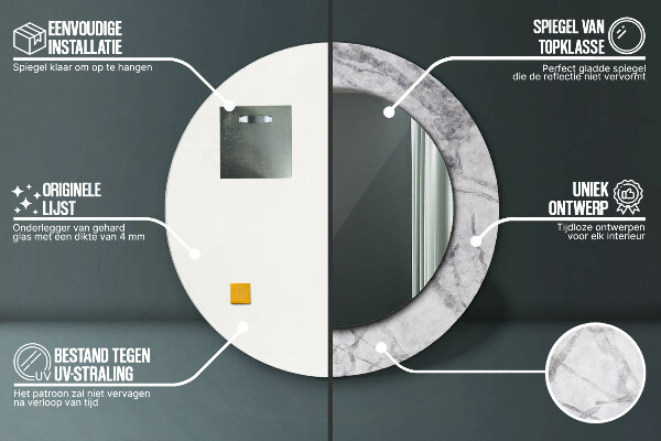 Runder spiegel aufdruck Weißer Marmor