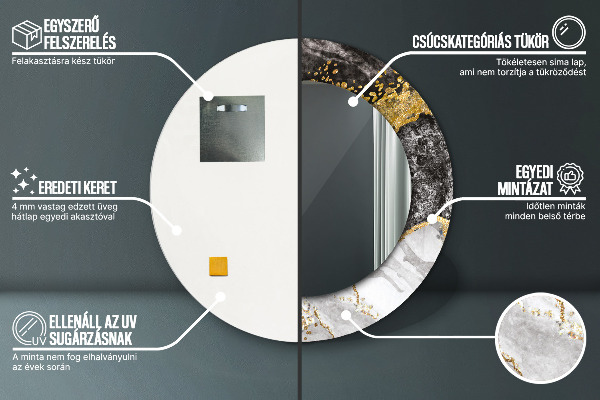 Runder spiegel aufdruck Marmor und Gold