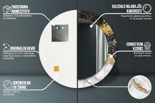 Runder spiegel aufdruck Marmor und Gold