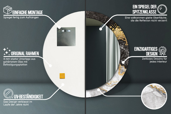 Runder spiegel aufdruck Marmor und Gold