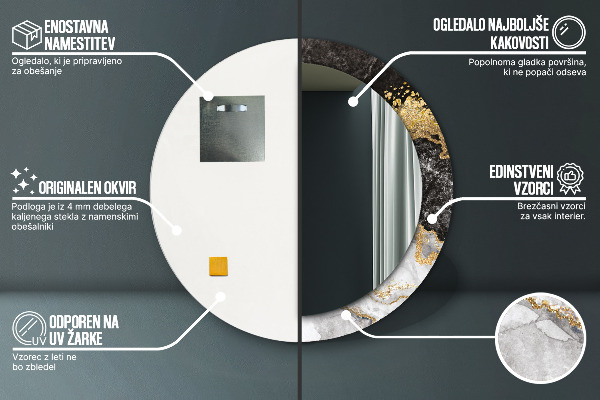 Runder spiegel aufdruck Marmor und Gold