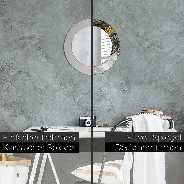 Runder spiegel aufdruck Marmor und Gold