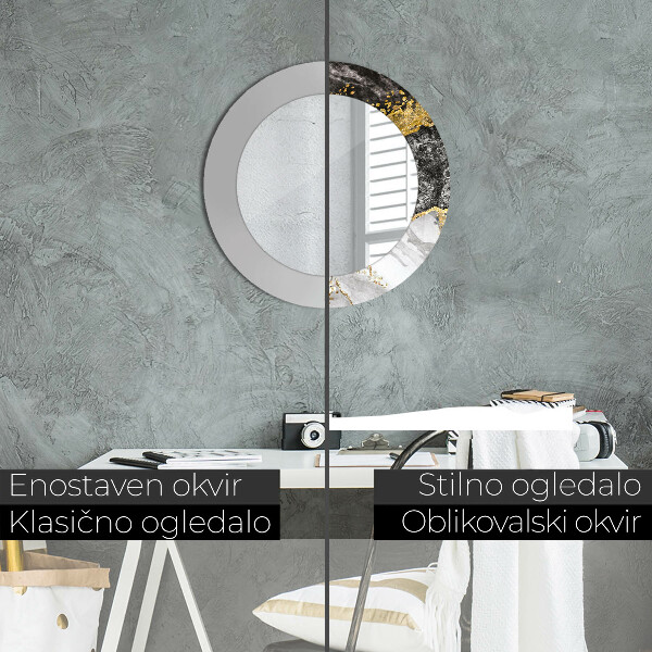 Runder spiegel aufdruck Marmor und Gold