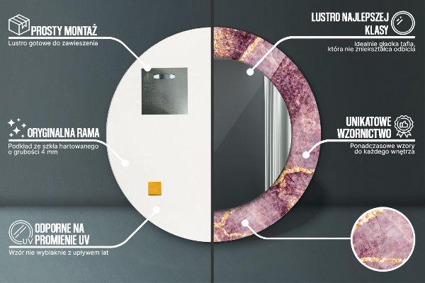 Runder spiegel mit dekoration Marmor mit Gold