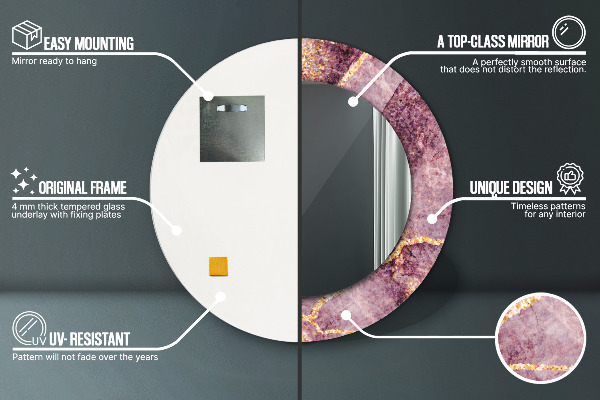 Runder spiegel mit dekoration Marmor mit Gold