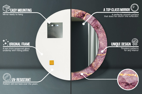 Runder spiegel mit dekoration Marmor mit Gold