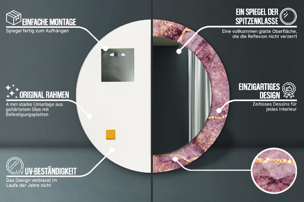 Runder spiegel mit dekoration Marmor mit Gold