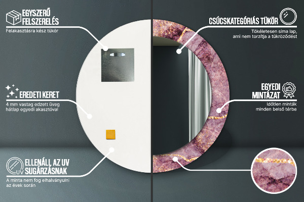 Runder spiegel mit dekoration Marmor mit Gold