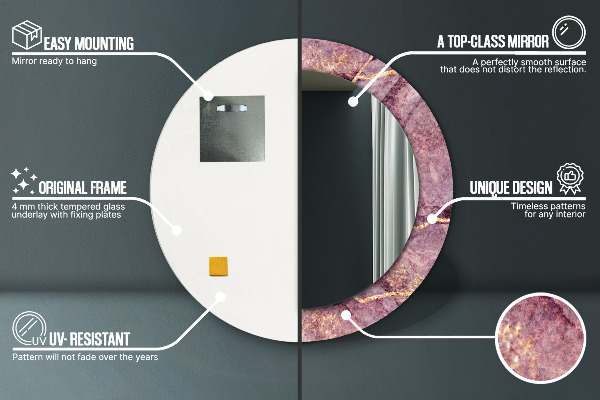 Runder spiegel mit dekoration Marmor mit Gold