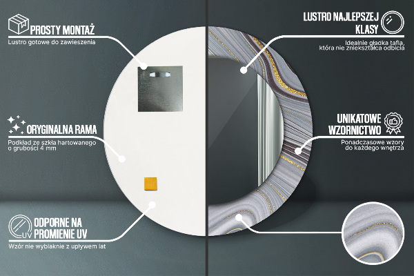 Runder spiegel mit dekoration Grauer Marmor