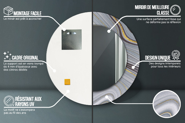 Runder spiegel mit dekoration Grauer Marmor