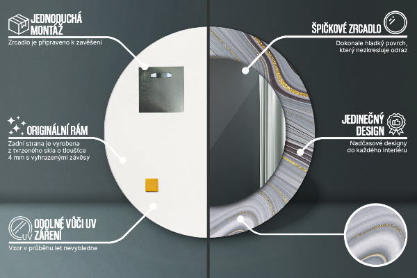 Runder spiegel mit dekoration Grauer Marmor