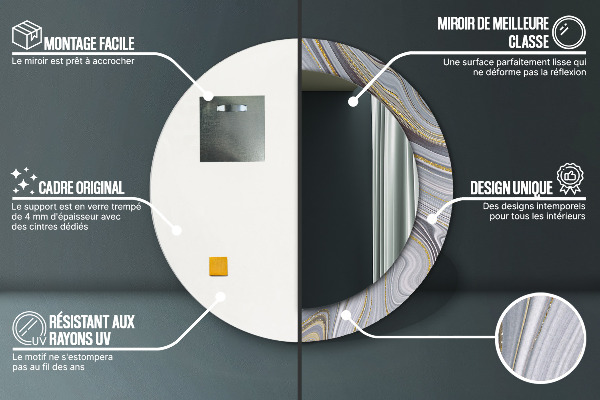 Runder spiegel mit dekoration Grauer Marmor