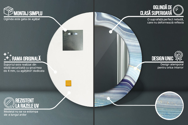 Runder spiegel mit dekoration Blauer Marmor