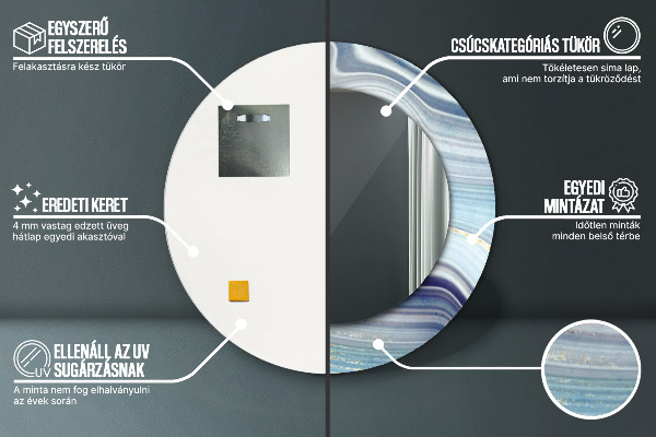 Runder spiegel mit dekoration Blauer Marmor