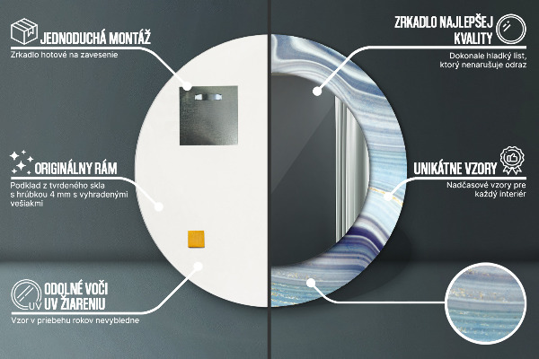 Runder spiegel mit dekoration Blauer Marmor