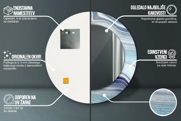 Runder spiegel mit dekoration Blauer Marmor