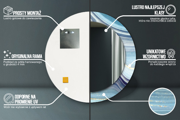 Runder spiegel mit dekoration Blauer Marmor