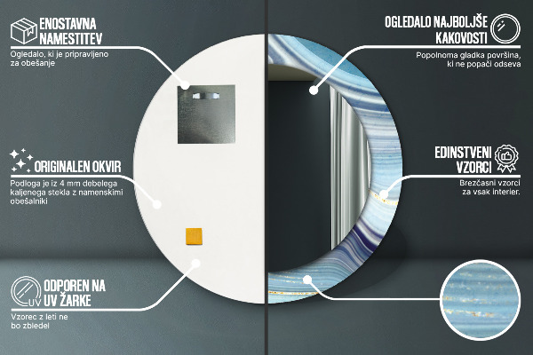 Runder spiegel mit dekoration Blauer Marmor