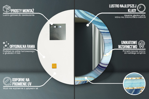 Runder spiegel mit dekoration Blauer Marmor