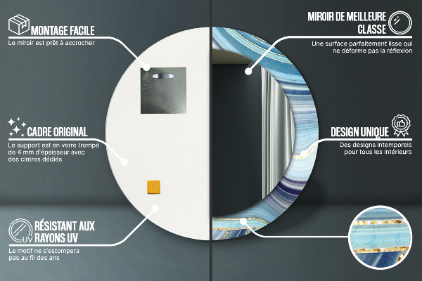 Runder spiegel mit dekoration Blauer Marmor