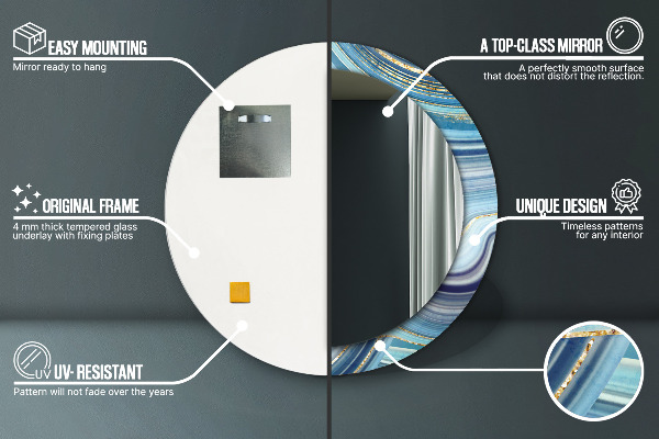 Runder spiegel mit dekoration Blauer Marmor