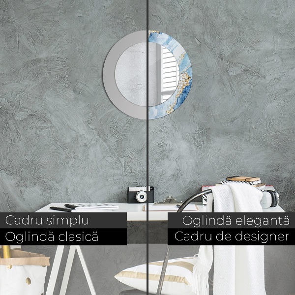 Runder spiegel mit dekoration Blau Marmor Gold