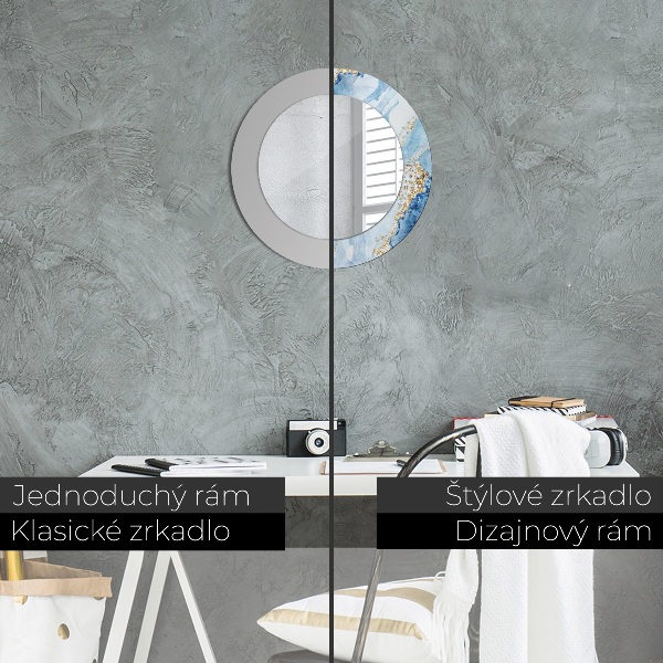 Runder spiegel mit dekoration Blau Marmor Gold