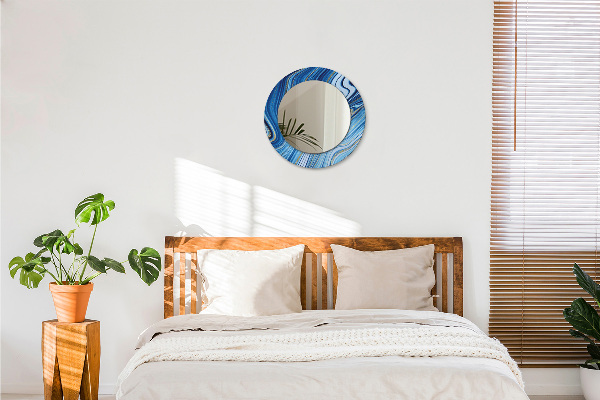 Runder spiegel bedrucktem rahmen Blauer Marmor