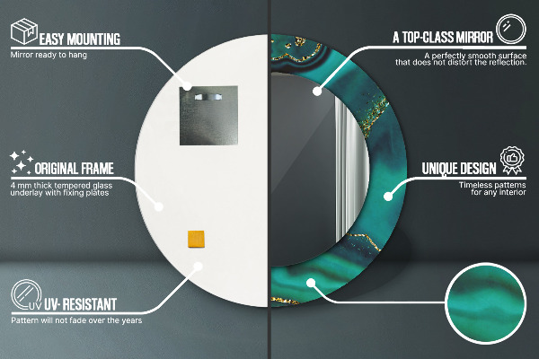 Runder spiegel aufdruck Emerald Marmor