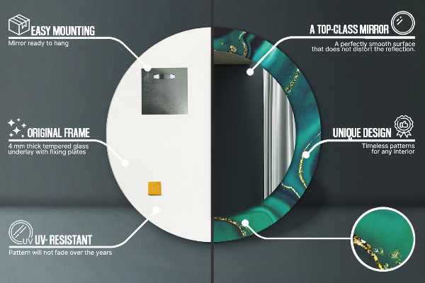 Runder spiegel aufdruck Emerald Marmor