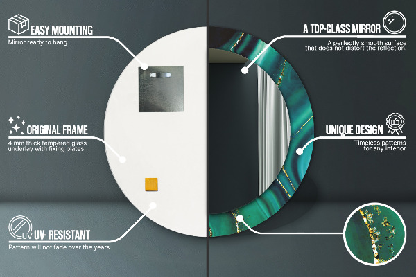 Runder spiegel aufdruck Emerald Marmor