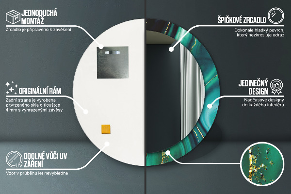 Runder spiegel aufdruck Emerald Marmor