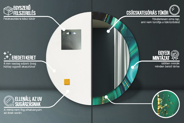 Runder spiegel aufdruck Emerald Marmor