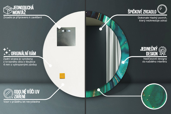 Runder spiegel aufdruck Emerald Marmor