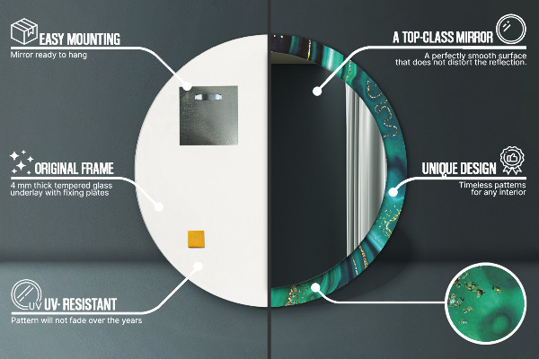 Runder spiegel aufdruck Emerald Marmor