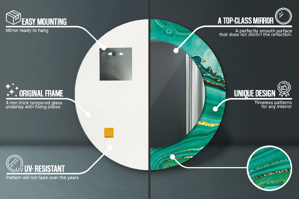 Runder spiegel aufdruck Achate Jaspis Marmor