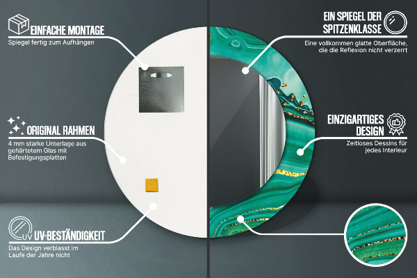 Runder spiegel aufdruck Achate Jaspis Marmor