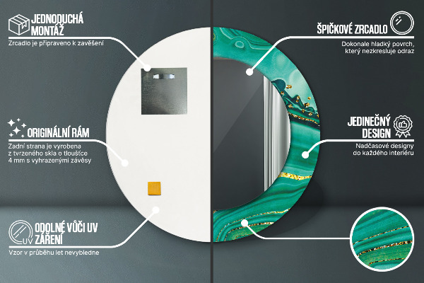 Runder spiegel aufdruck Achate Jaspis Marmor
