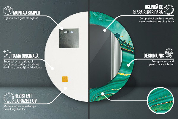 Runder spiegel aufdruck Achate Jaspis Marmor