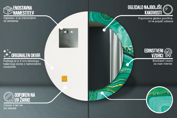 Runder spiegel aufdruck Achate Jaspis Marmor