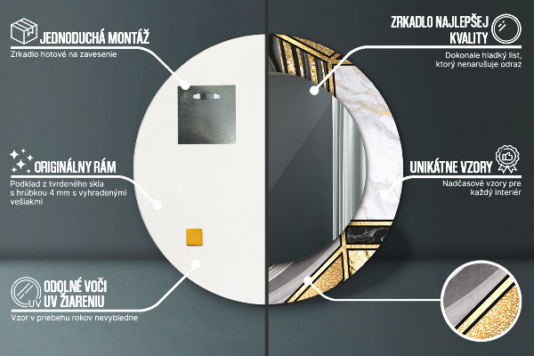 Runder spiegel bedrucktem rahmen Agat Marmor und Gold