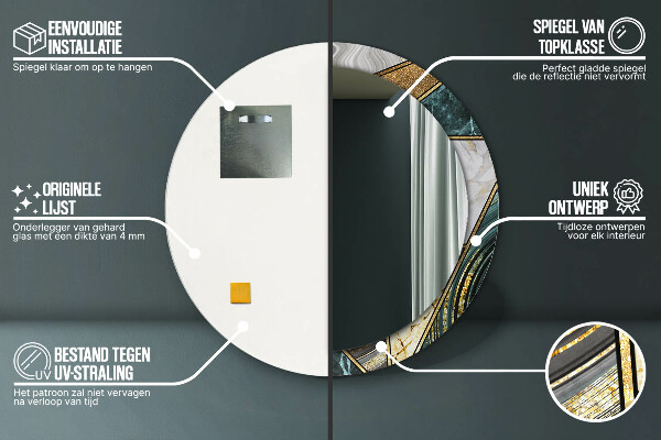 Runder spiegel bedrucktem rahmen Agat Marmor und Gold