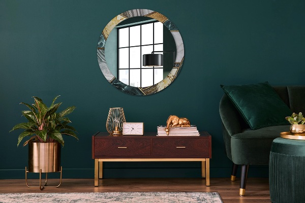 Runder spiegel bedrucktem rahmen Agat Marmor und Gold