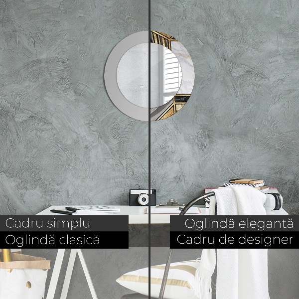 Runder spiegel bedrucktem rahmen Agat Marmor und Gold